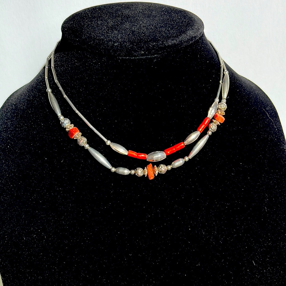 Two sterling and bead necklaces
